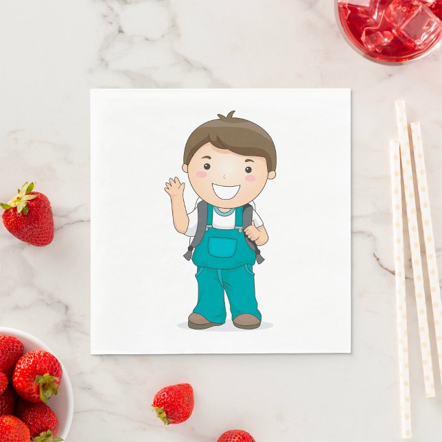 Servilleta De Papel Escolar sonriente con mochila (Subido por el creador)