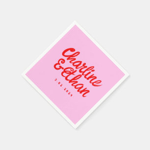 Servilleta De Papel Escritura a mano color rosa rojo pastel Bodas retr