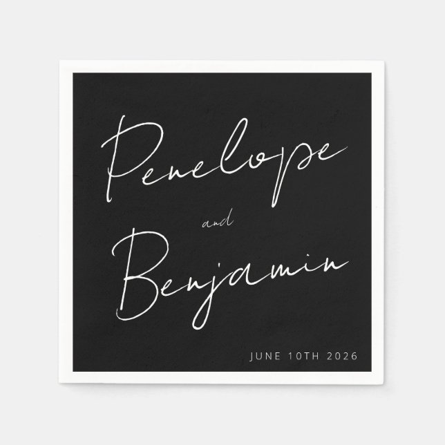 Servilleta De Papel Escritura a mano de escritura moderna Boda persona (Anverso)