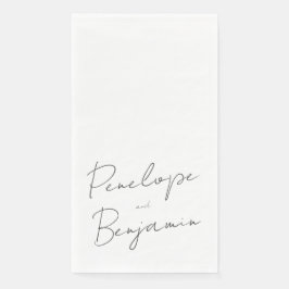 Servilleta De Papel Escritura a mano de guiones modernos Boda blanco y