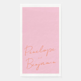 Servilleta De Papel Escritura a mano de guiones modernos Boda rosa y N