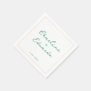 Servilleta De Papel Escritura a mano verde pastel Boda retro