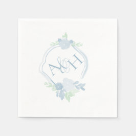 Servilleta De Papel Escudo acuarela Monograma Boda Floral Napkin