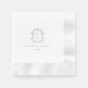 Servilleta De Papel Escudo azul turbio Boda monograma