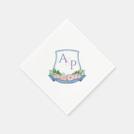 Servilleta De Papel Escudo Boda de rosas rosas rosas rosas azules de l