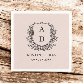 Servilleta De Papel Escudo Boda floral de monograma rosa Rubor