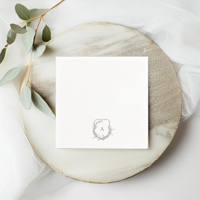 Servilleta De Papel escudo clásico de monograma floral botánico (Subido por el creador)