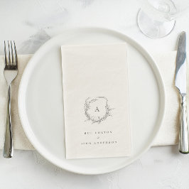 Servilleta De Papel escudo clásico de monograma floral botánico