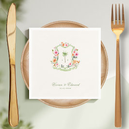 Servilleta De Papel Escudo de árbol de palmas tropicales Monograma Bod