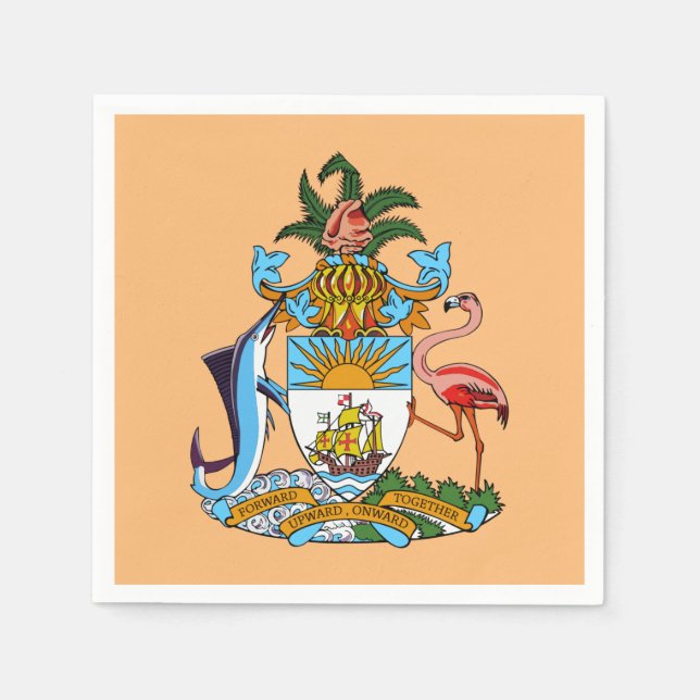 Servilleta De Papel Escudo de armas de las Bahamas: Marlin, Flamingo,  (Anverso)