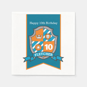 Servilleta De Papel Escudo de caballero 10 cumpleaños toallas medieval