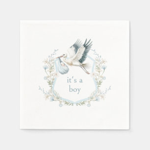 Servilleta De Papel Escudo de cigüeña azul lindo Baby Shower es un chi