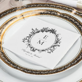 Servilleta De Papel Escudo de cosecha Monograma Boda formal botánico