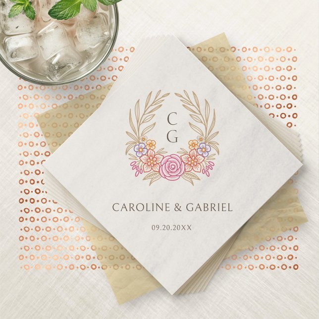 Servilleta De Papel Escudo de flores silvestres de otoño Wreath Monogr (Subido por el creador)