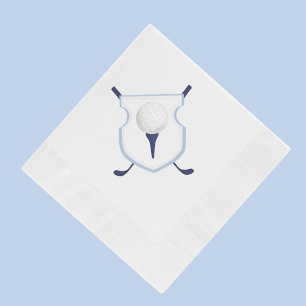 Servilleta De Papel Escudo de golf azul y blanco, Fiesta de golf Water