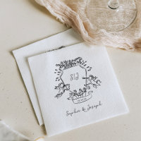 Escudo de mano con Cherubs y Boda de monograma