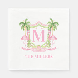 Servilleta De Papel Escudo de Navidades Preppy Flamingo