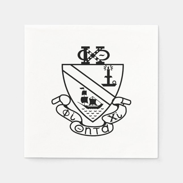 Servilleta De Papel Escudo de Phi Chi Theta | B&W (Anverso)