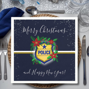 Servilleta De Papel Escudo de Policía Feliz Navidad y Año Nuevo