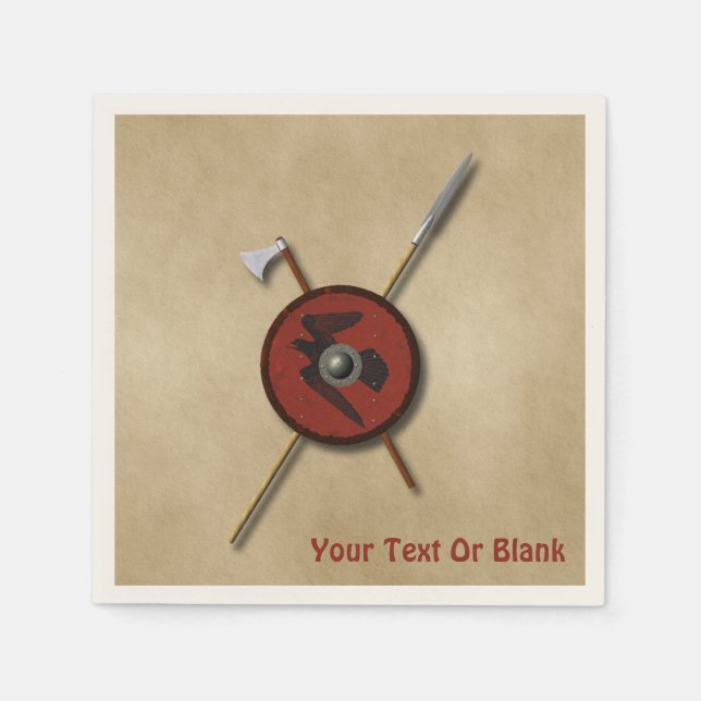 Servilleta De Papel Escudo De Raven Viking Y Armas (Anverso)