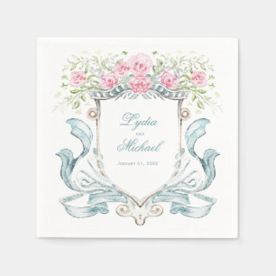 Servilleta De Papel Escudo de Rosas elegantes con Bow BODA