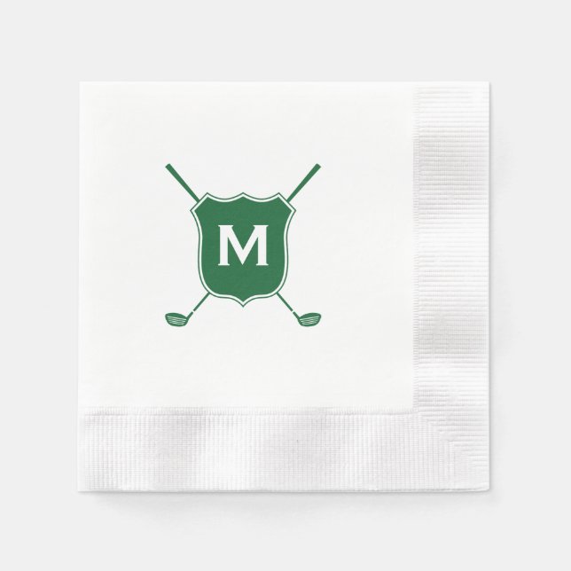Servilleta De Papel Escudo del Club de Golf Monograma en toallas verde (Anverso)