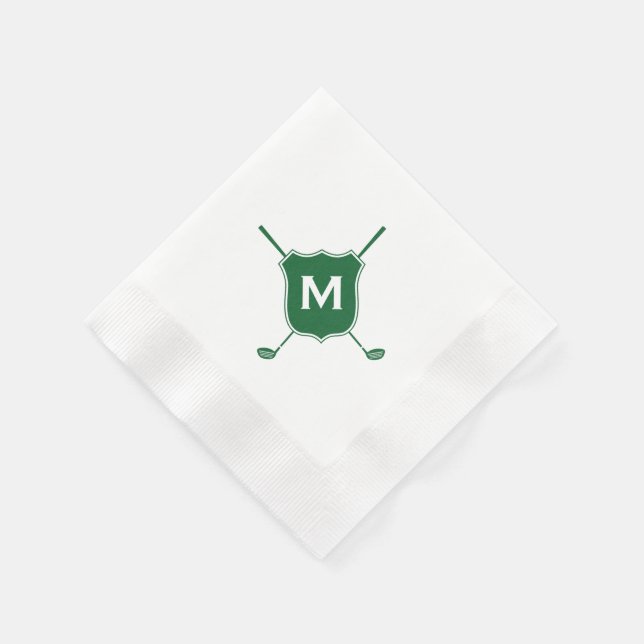 Servilleta De Papel Escudo Diagonal Green Napkins del Monograma Golf C (Borde)