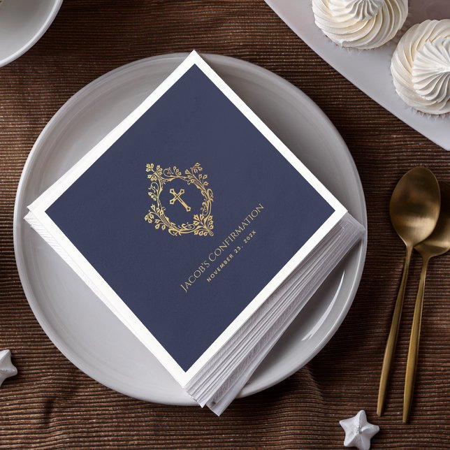Servilleta De Papel Escudo Faux Gold de la Marina Azul de confirmación (Subido por el creador)