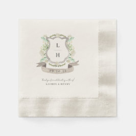 Servilleta De Papel Escudo floral Acuarela Monograma Boda