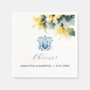 Servilleta De Papel Escudo floral azul y amarillo