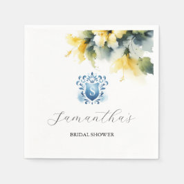 Servilleta De Papel Escudo floral azul y amarillo