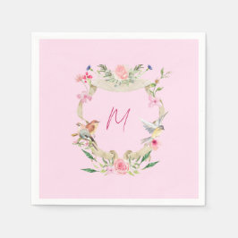 Servilleta De Papel Escudo floral Monogramado Rosa
