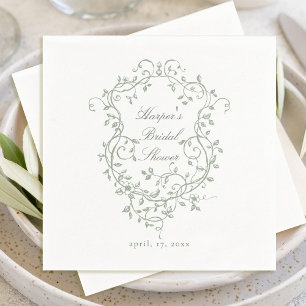 Servilleta De Papel Escudo floral verde sabio francés ducha de novia