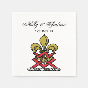 Servilleta De Papel Escudo heráldico rojo dorado Preppy con emblema de