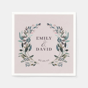 Servilleta De Papel Escudo Jardín Boda Floral Mauve Purple