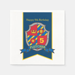Servilleta De Papel Escudo Knight 5 cumpleaños fiestas medievales