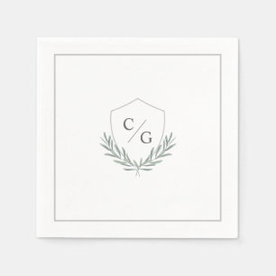 Servilleta De Papel Escudo monograma con Boda de ramas de oliva