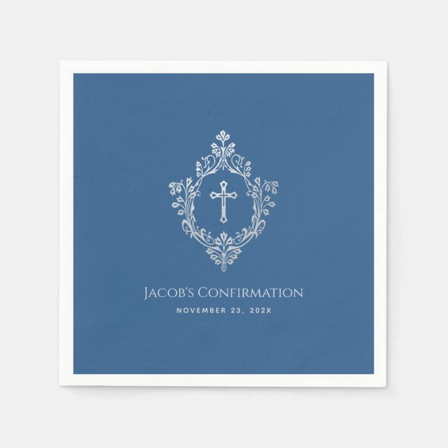 Servilleta De Papel Escudo Ornate Blue Vintage (Anverso)