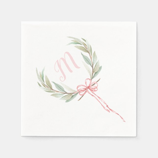 Servilleta De Papel Escudo Rosa Laurel Ribbon (Anverso)