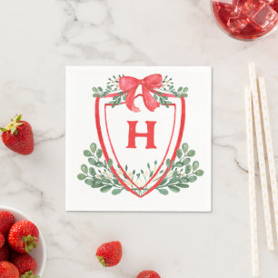 Servilleta De Papel Escudo verde rojo Monograma Napkin