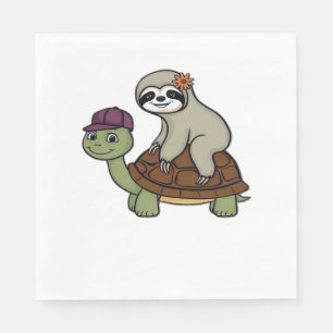 Servilleta De Papel Eslogan montando una tortuga clásica camiseta