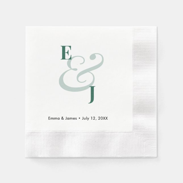 Servilleta De Papel Esmeralda Ampersand | Cóctel Personalizado (Anverso)