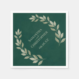 Servilleta De Papel Esmeralda y salvia rusas dejan Boda diagonal