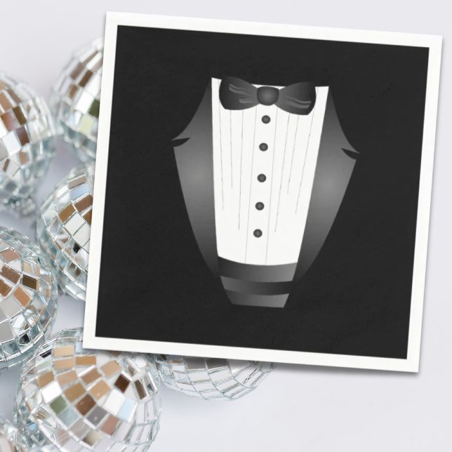 Servilleta De Papel Esmoquin negro del equipo Groomsman del partido de (Bachelor Party Groomsman Team Groom black tuxedo Paper Napkins)
