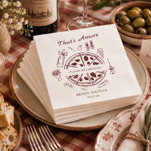 Servilleta De Papel Eso es amor pizza italiana y ducha de novia con vi