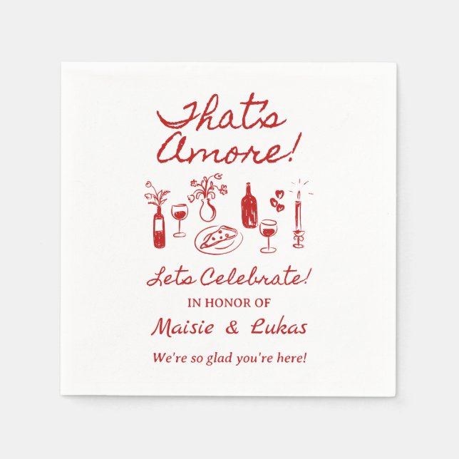 Servilleta De Papel Eso es Amore Cartel de Fiesta de Compromiso con Te (Anverso)