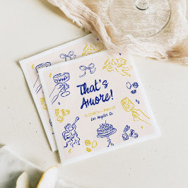 Servilleta De Papel ¡Eso es Amore! Compromiso italiano azul y amarillo