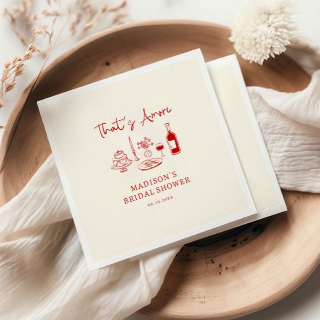 Servilleta De Papel Eso es Amore Ducha de Novia de Mano Dibujada Roja  (Subido por el creador)