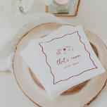 Servilleta De Papel "Eso es más" Ducha de novia escrita a mano<br><div class="desc">Este bonito diseño italiano de ducha de matrimonio presenta letras cursivas de estilo manuscrito acentuadas con un borde de cinta de garrapata ondulada en rojo de tomate. Ilustraciones dibujados a mano de pasta con corbata de arco, vino y un limón siciliano completan el diseño de la Costa Amalfitana de verano....</div>