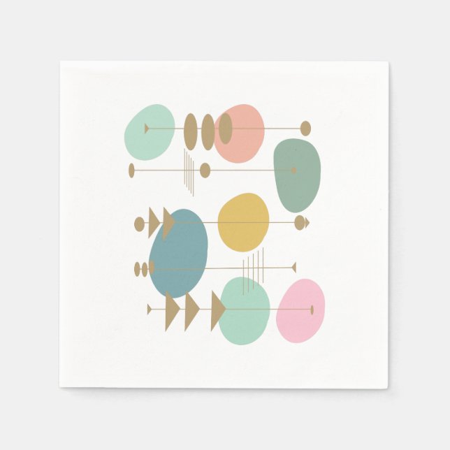 Servilleta De Papel Espacio atómico retro Edad de mediados de siglo mo (Anverso)